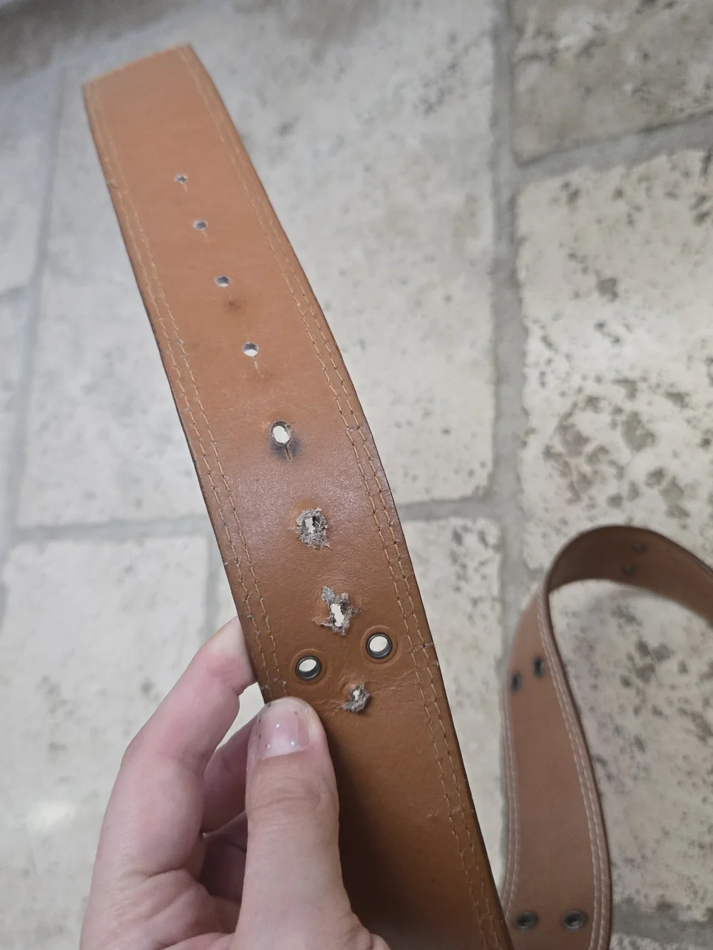 ENYCE Men's Tan Leather Belt with Branded Buckle